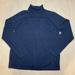 JEANNE PIERRE Womens Blue Cotton Turtleneck Sweater Long Sleeve Sz LG Minimalist